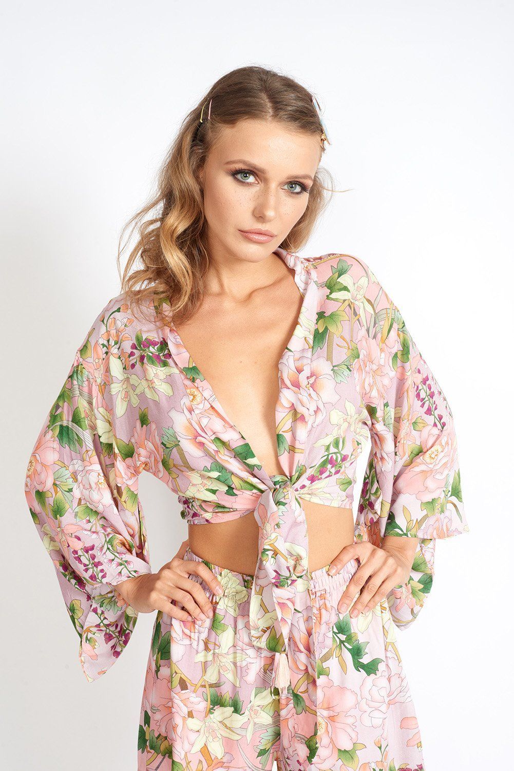 Flowers On My Mind Floral Front Tying Crop Top