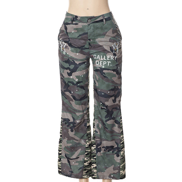 Camouflage Pocket Overalls Flared Trousers
